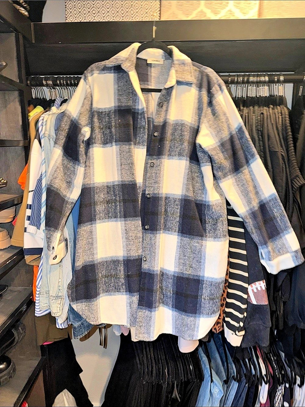 Rails Hunter Plaid Button-Up Shirt Blue & White Plaid Button Down